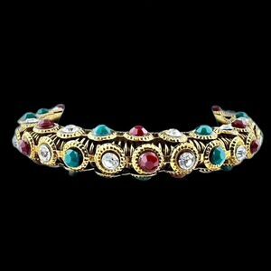 Indian Bollywood Style Gold Tone Bangle Bracelet Ethnic Wedding Jewelry 7"
